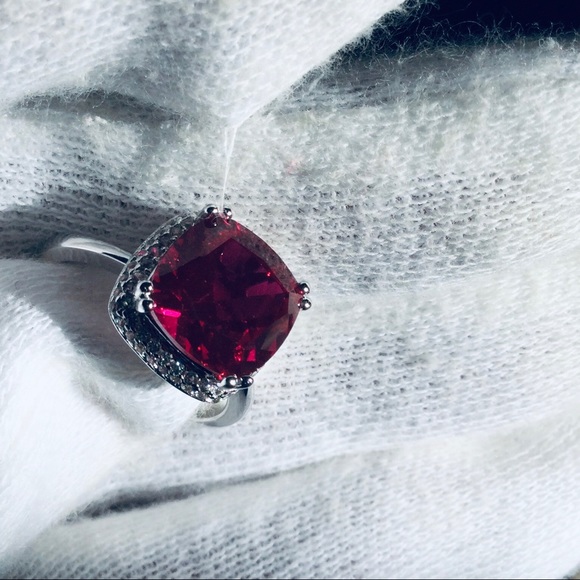 14K White Gold/Over 925 Sterling Silver Gems Ruby - Picture 11 of 16